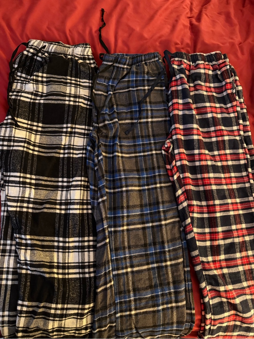 Men’s Plaid Flannel Lounge Pants - Black, Gray/Blue, Navy/Red
